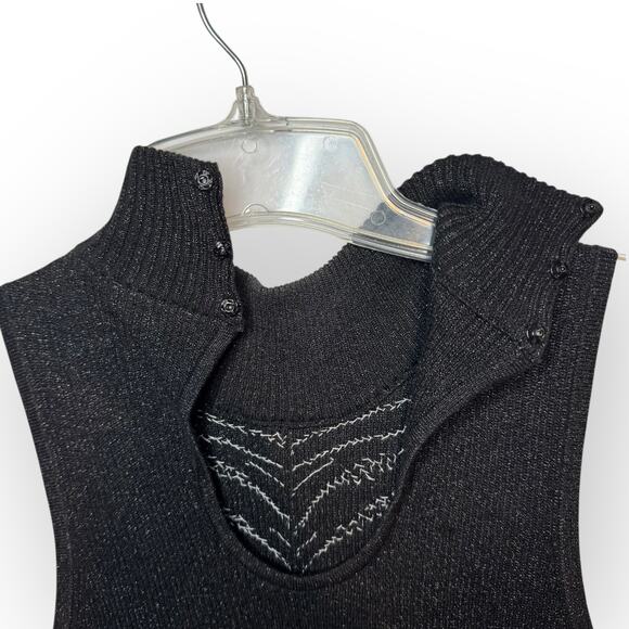 VTG 1990's Cache Women Stretch Knit Sleeveless Silver Sequin Top Size Medium - Picture 10 of 12